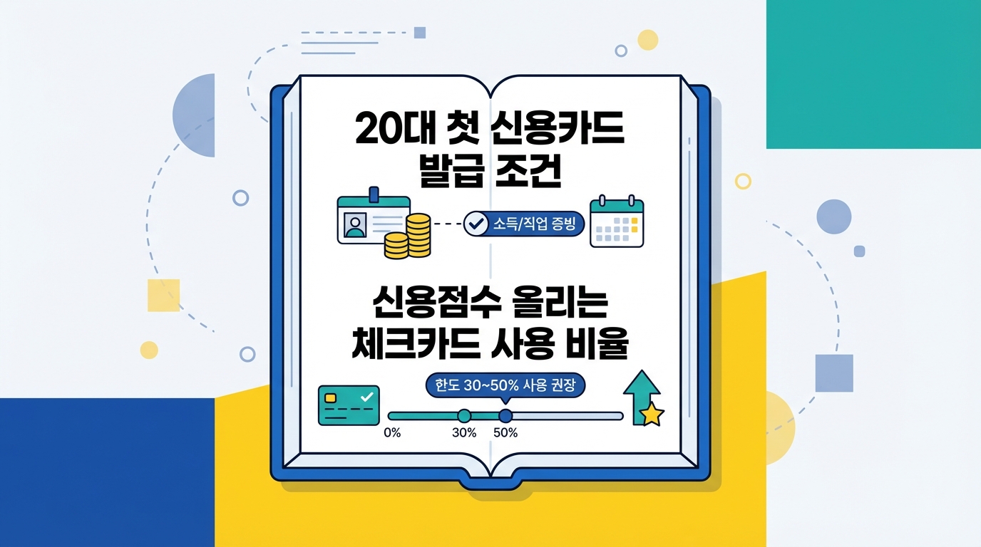 20대 첫 신용카드 발급 조건 및 신용점수 올리는 체크카드 사용 비율