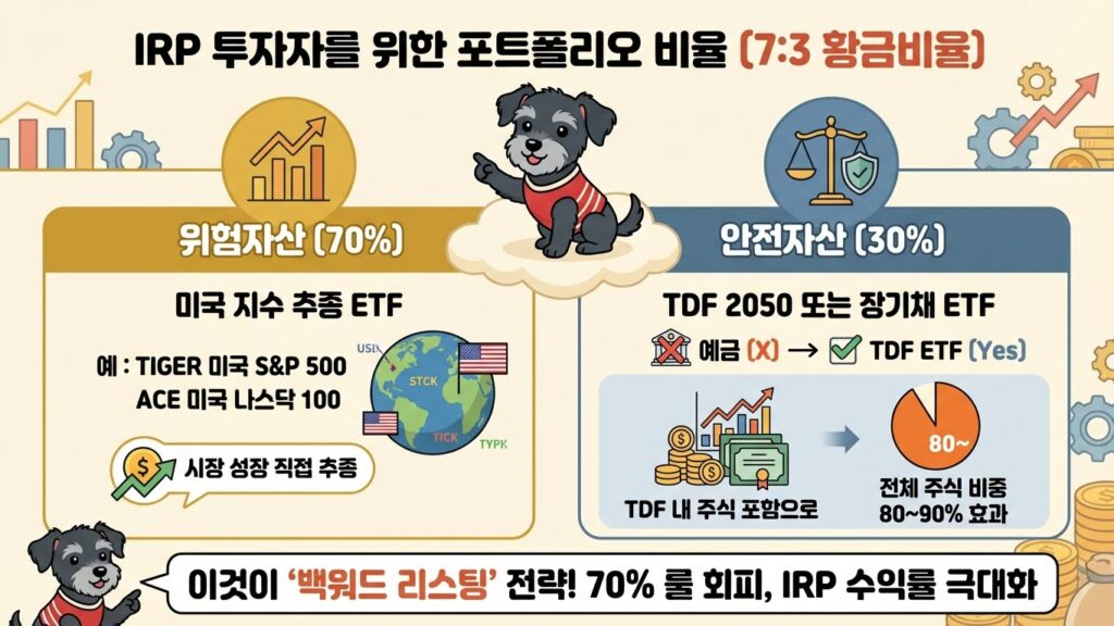 IRP 계좌, '마의 30% 안전자산' 룰 때문에 수익률 갉아먹고 계신가요? (예금 말고 이거 사세요) 6 IRP 계좌 수익률