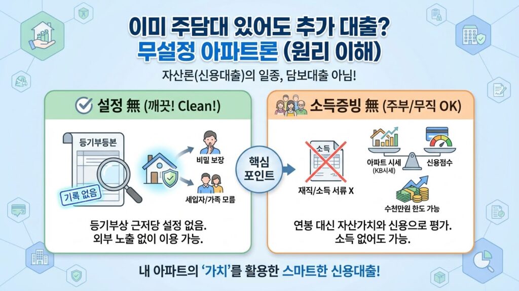 주택담보대출 있어도 OK? 기록 안 남는 '무설정 소액대출' 받는 법 (무직자/주부 가능) 4 무설정 아파트론