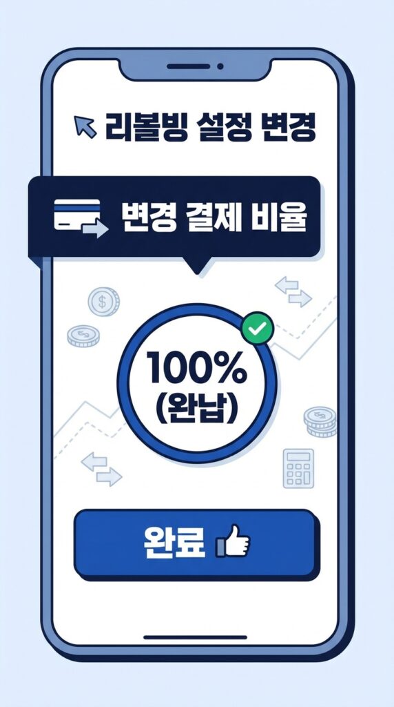신용카드 리볼빙 100 프로 수수료 0원의 진실? 무조건 해지보다 '약정 비율 100%' 설정을 추천하는 이유 (신용점수 관리 꿀팁) 8 리볼빙 100 프로 수수료