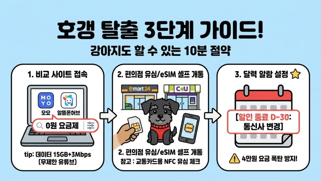 휴대폰 공짜의 진실? 대리점은 죽어도 안 알려주는 '통신비 0원' 세팅법 (알뜰폰 환승 후기) 7 모요 알뜰폰허브