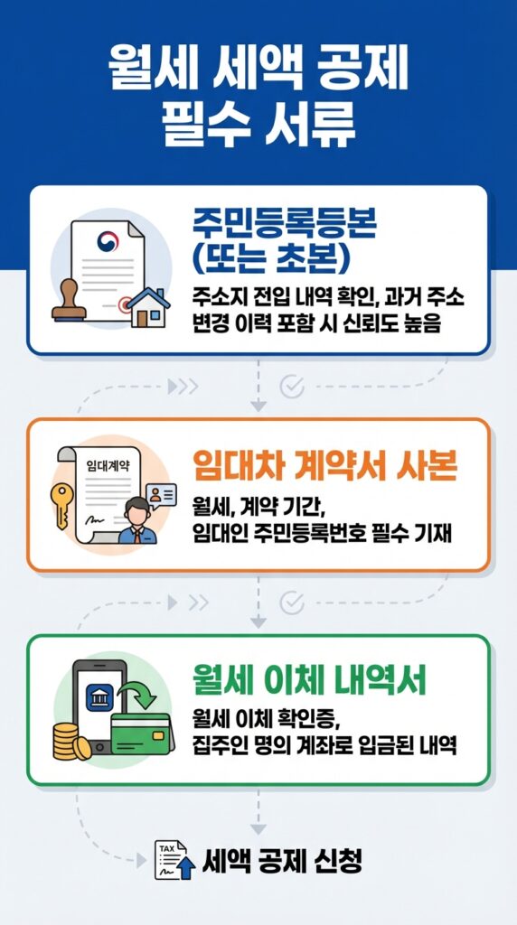 월세 세액공제 경정청구 필수 서류