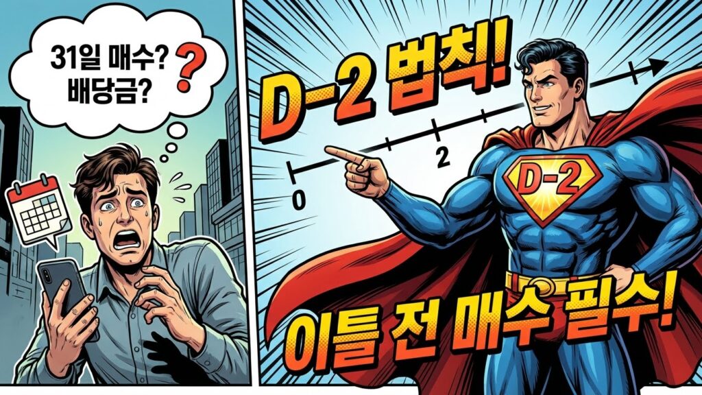 "어제 샀는데 왜 안 줘요?" 주린이가 가장 많이 속는 '배당락일' 뜻 & 분기 배당금 받는 법 완벽 정리 6 배당 받기위한 매수타이밍