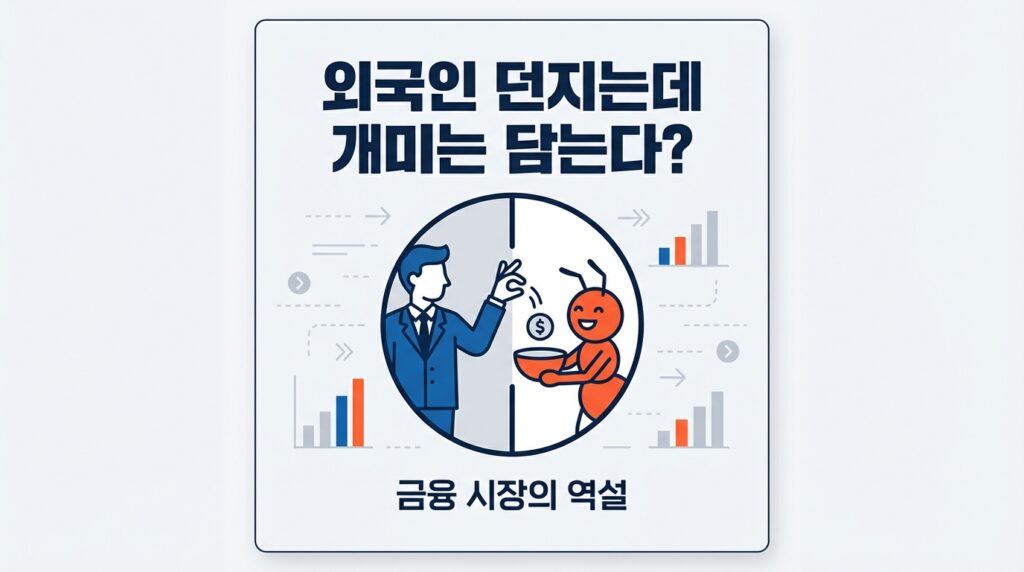 외국인 던지는데 개미는 담는다? 주식 급락장 저가 매수세 유입 이유 및 외국인 매도 속 개인 기관 줍줍 심리 분석
