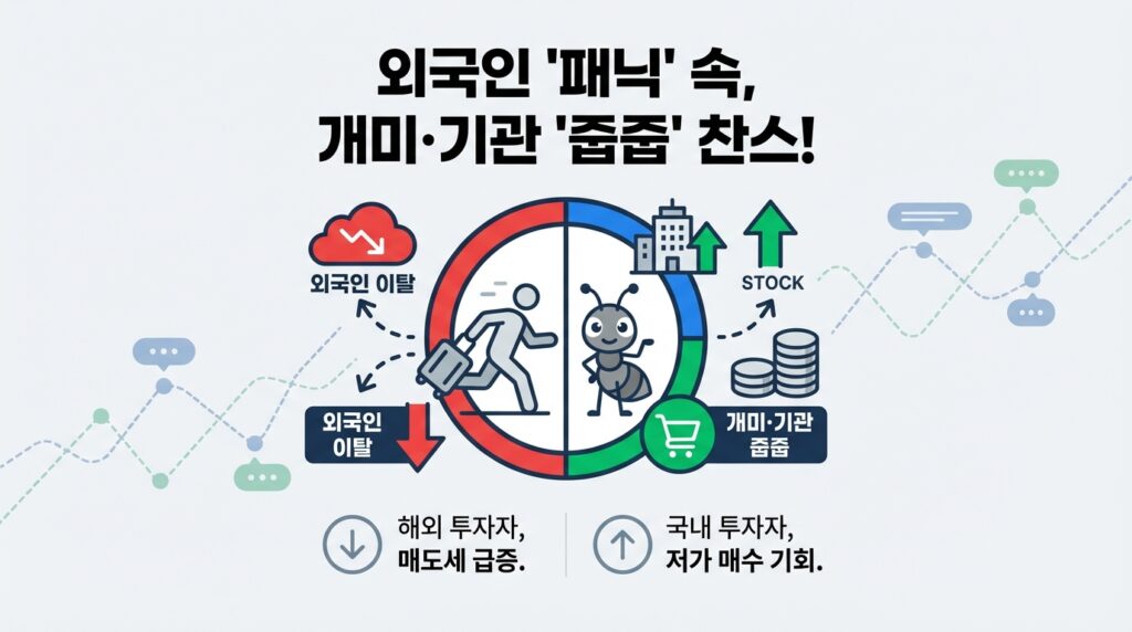 외국인 던지는데 개미는 담는다? 주식 급락장 저가 매수세 유입 이유 및 외국인 매도 속 개인 기관 줍줍