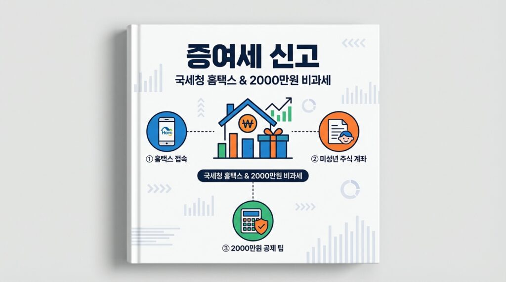 미성년자 자녀 주식 계좌 개설 후 국세청 홈택스 증여세 신고 방법 및 2천만원 비과세 공제 꿀팁