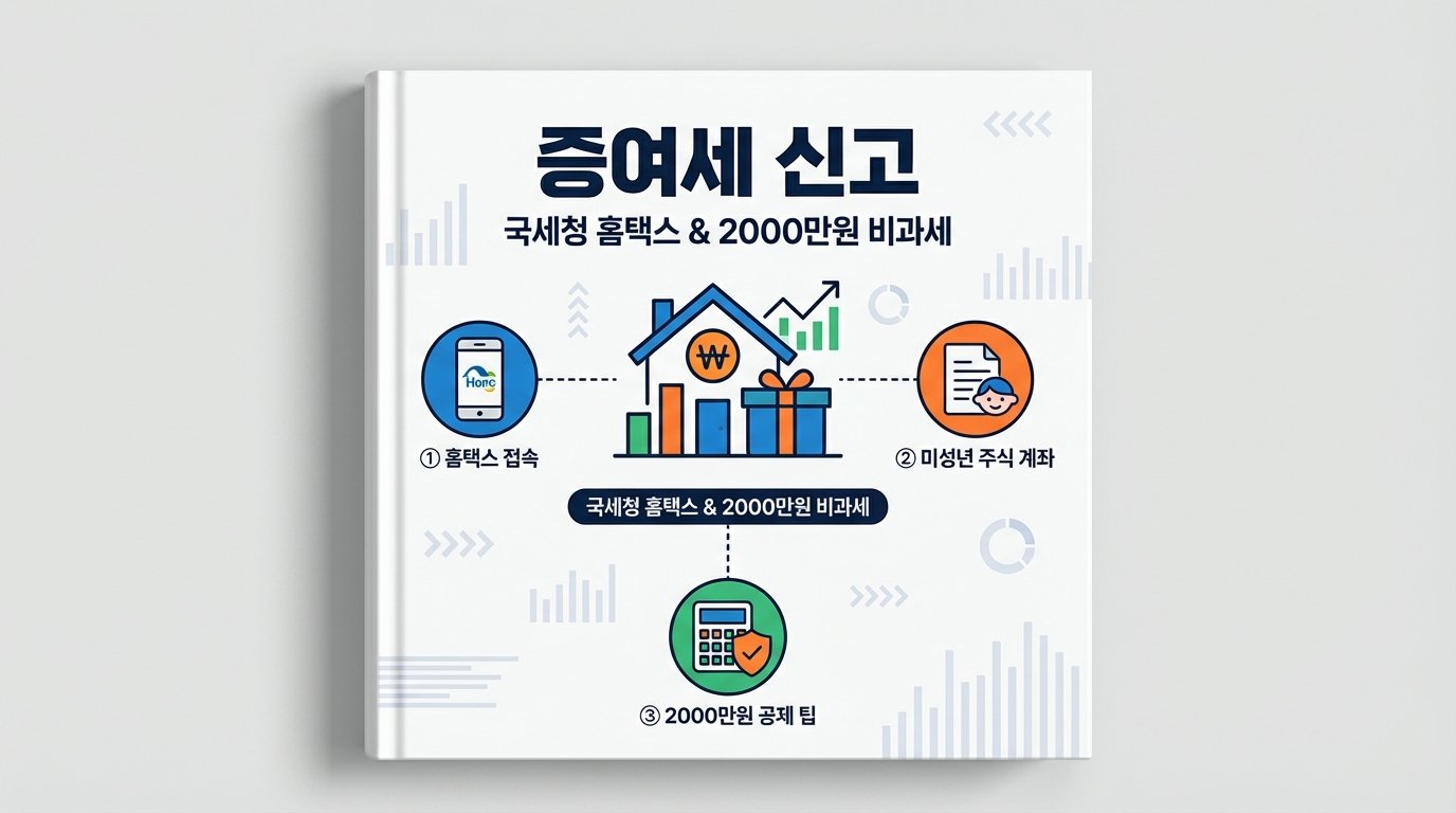미성년자 자녀 주식 계좌 개설 후 국세청 홈택스 증여세 신고 방법 및 2천만원 비과세 공제 꿀팁