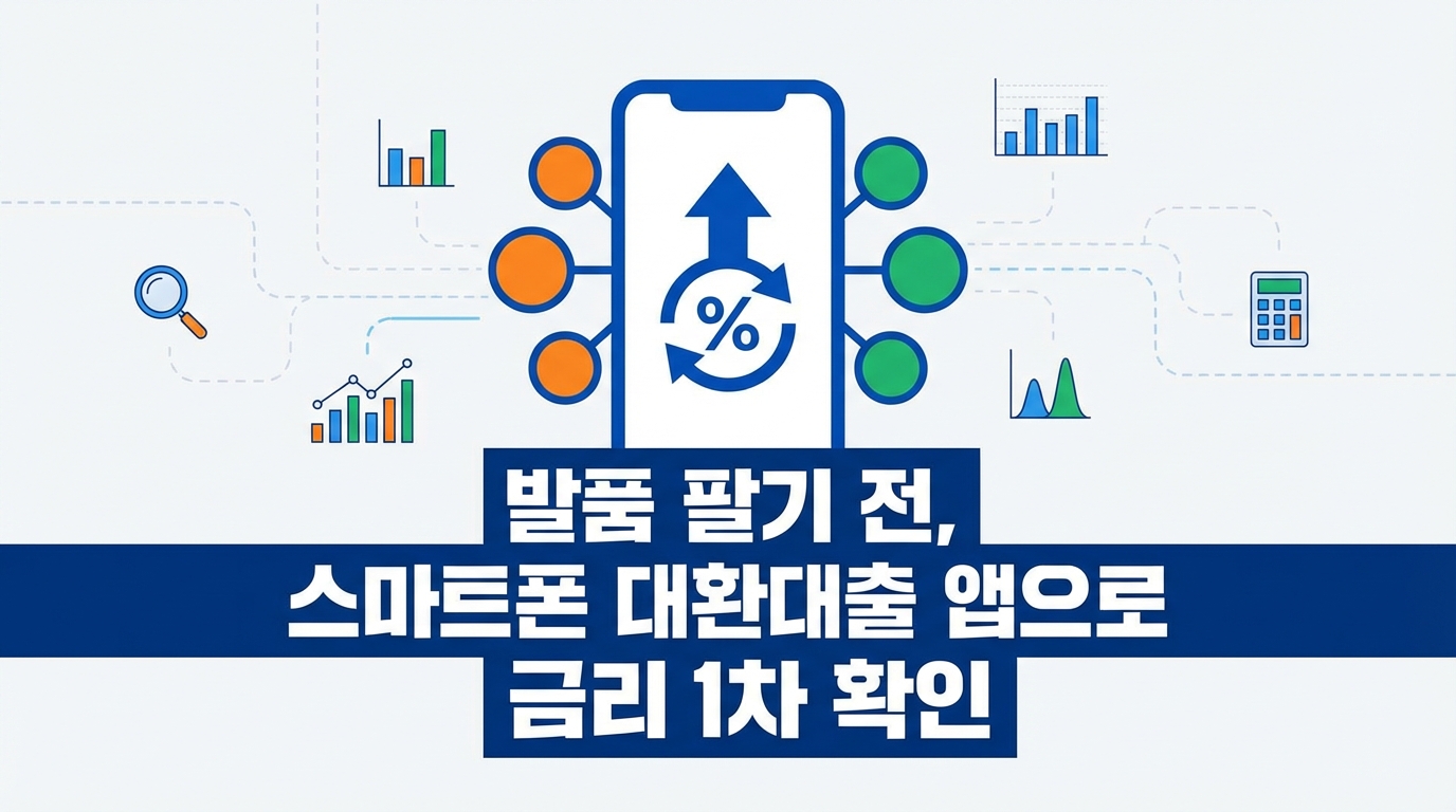 발품 팔기 전 스마트폰 대환대출 앱으로 금리 1차 확인하는 모습